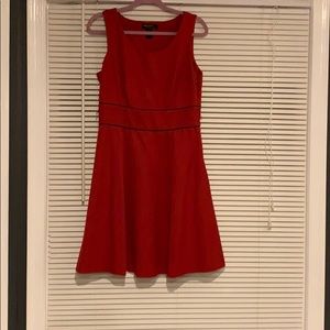 Rust Red with black piping A-line dress